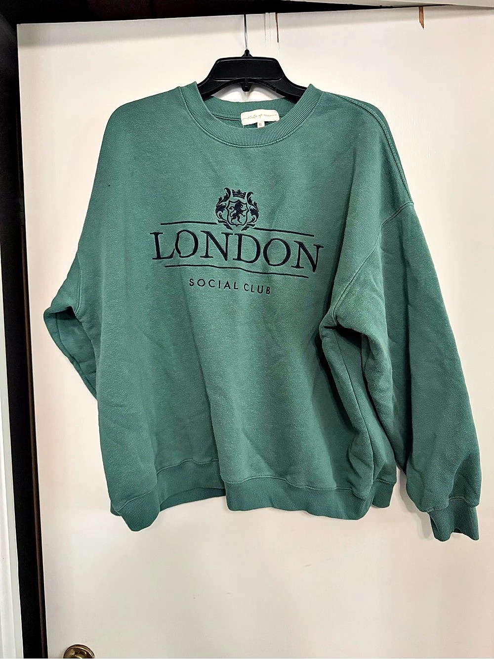 State of Mine London Social Club Crewneck Sweatshirt Green Sweatshirt Size XL